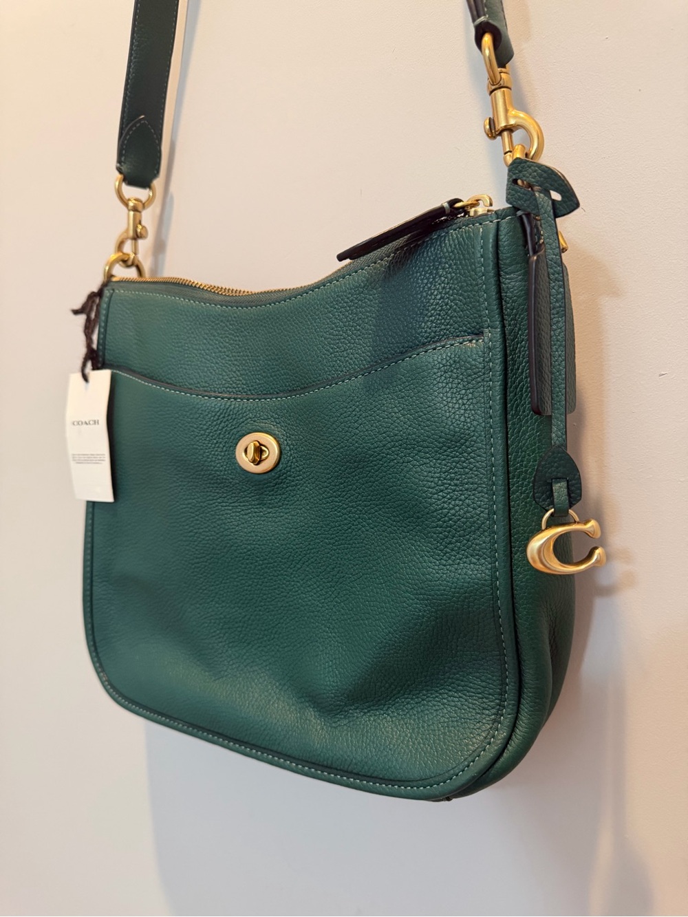 Coach Green Pebble Leather Turnlock Crossbody - Picture 3 of 9
